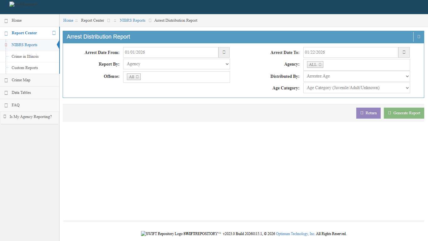 Arrest Distribution Report